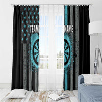 Black and turquoise patriotic curtain pair with dartboard artwork and star accents