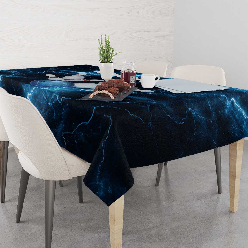 Personalized Bowling Ball Strike Graphic Tablecloth Blue Lightning Storm and Electric Energy - Wonder Print Shop