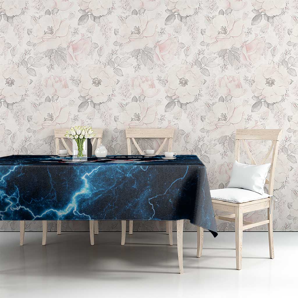 Personalized Bowling Ball Strike Graphic Tablecloth Blue Lightning Storm and Electric Energy - Wonder Print Shop