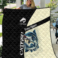 Catfish Fishing Customize Name Quilt Splash Effect and Black Cream Split Design - Wonder Print Shop