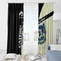 Catfish Fishing Customize Name Window Curtain Splash Effect and Black Cream Split Design - Wonder Print Shop