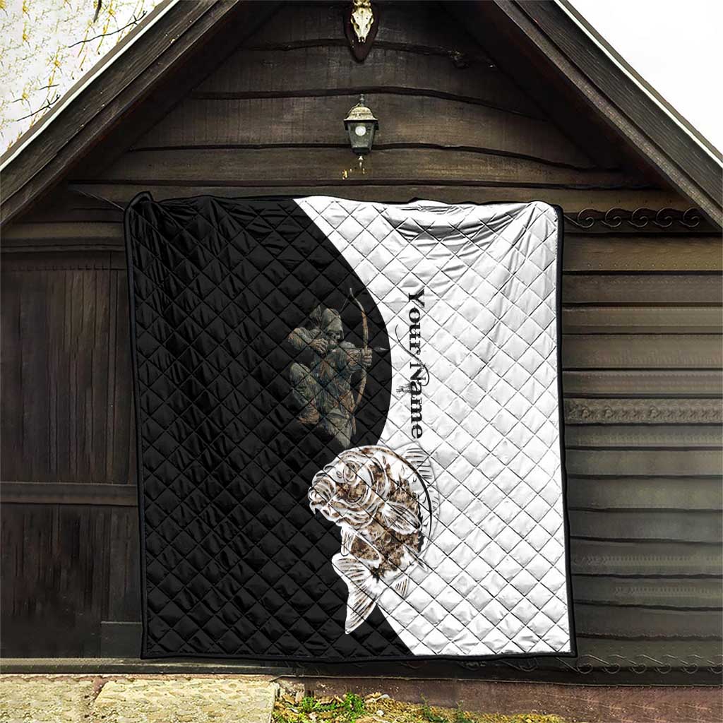 Carp Hunter Bowfishing Customize Name Quilt Camouflage Archer Graphic and Black White Split Layout - Wonder Print Shop