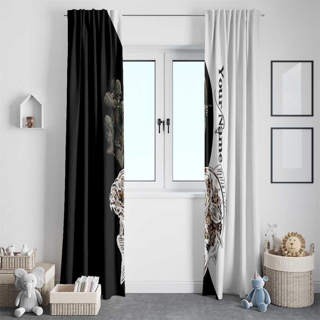 Carp Hunter Bowfishing Customize Name Window Curtain Camouflage Archer Graphic and Black White Split Layout - Wonder Print Shop