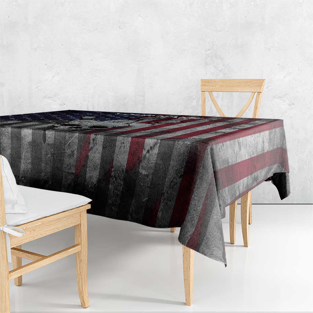 Personalized Skull Bowling Tablecloth Distressed American Flag in Dark Grunge Design - Wonder Print Shop