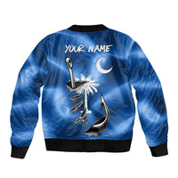 Fishing Custom South Carolina Flag Bomber Jacket Fish Hook Graphic in Blue Gradient Design - Wonder Print Shop