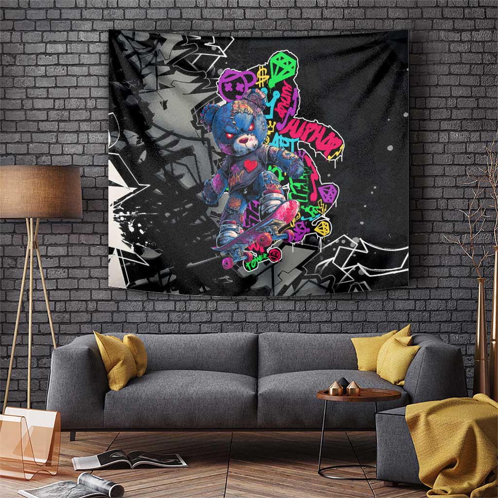 Teddy Bear Hip Hop Graffiti Street Art Tapestry Crown Shades and Colorful Spray Paint Design - Wonder Print Shop