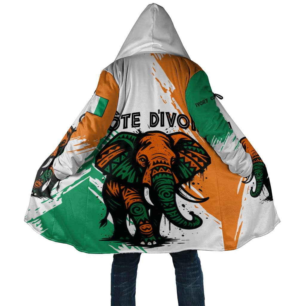 Ivory Coast Cloak with Tribal Elephant and Paint Splash Design - Wonder Print Shop