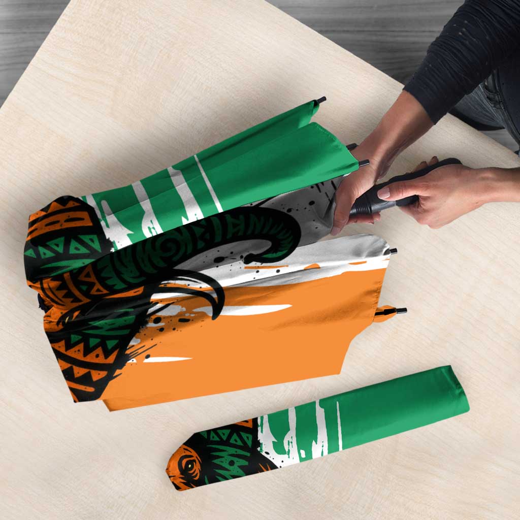 Ivory Coast Umbrella with Tribal Elephant and Paint Splash Design - Wonder Print Shop