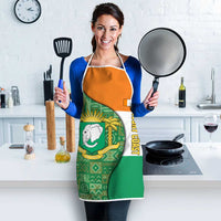 Ivory Coast Apron with Elephant Crest and Tribal Pattern Design - Wonder Print Shop