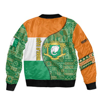 Ivory Coast Bomber Jacket with Elephant Crest and Tribal Pattern Design - Wonder Print Shop