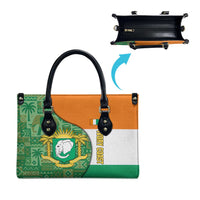 Ivory Coast Leather Bag with Elephant Crest and Tribal Pattern Design - Wonder Print Shop