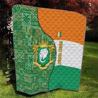 Ivory Coast Quilt with Elephant Crest and Tribal Pattern Design - Wonder Print Shop
