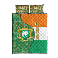 Ivory Coast Quilt Bed Set with Elephant Crest and Tribal Pattern Design - Wonder Print Shop