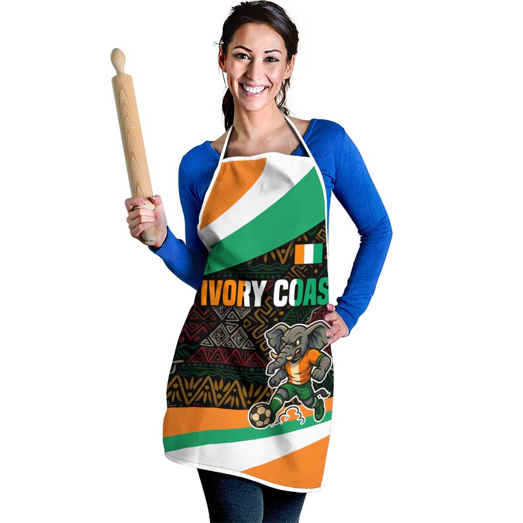 Ivory Coast Apron with Soccer Elephant and Tribal Pattern Design - Wonder Print Shop