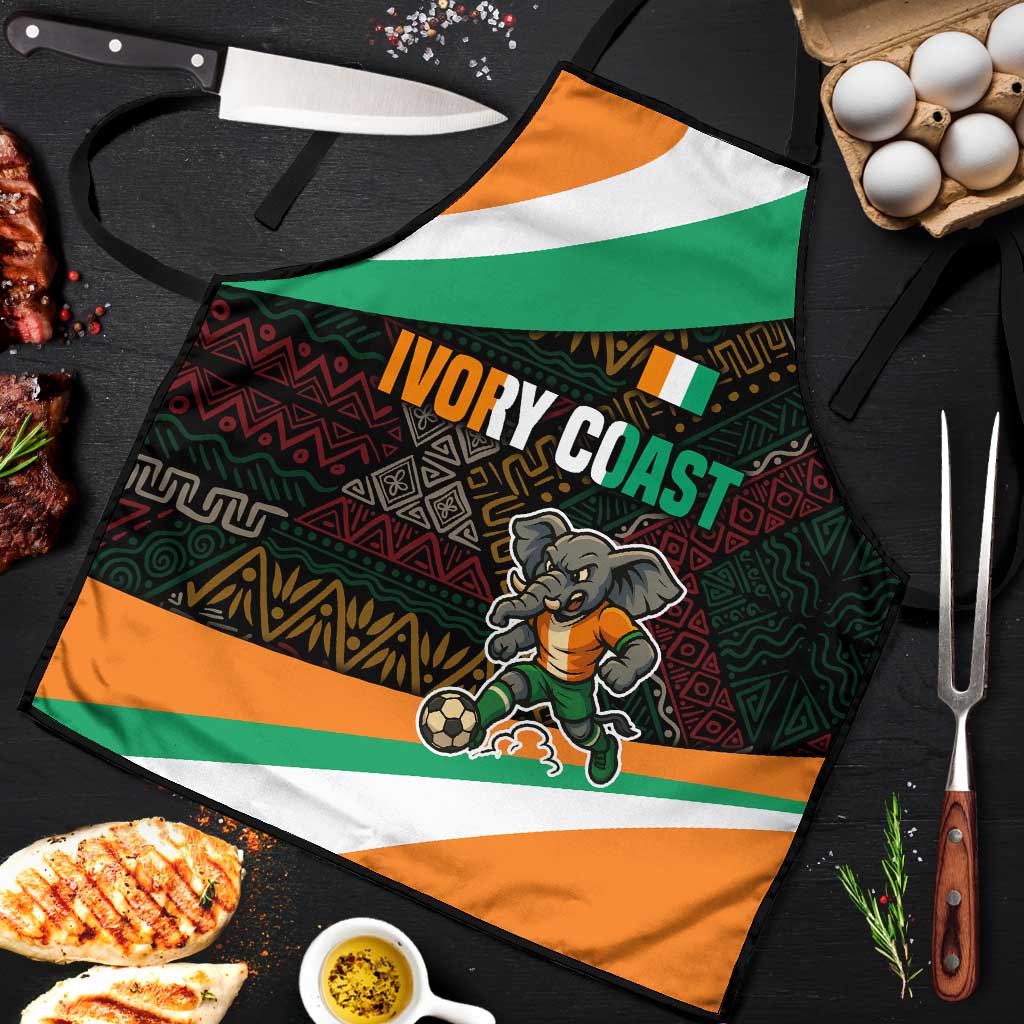 Ivory Coast Apron with Soccer Elephant and Tribal Pattern Design - Wonder Print Shop