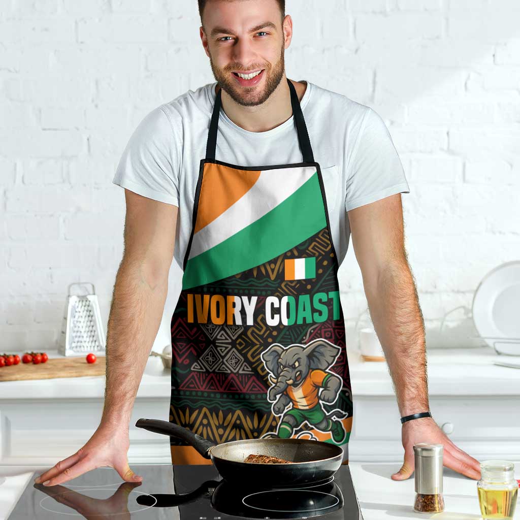 Ivory Coast Apron with Soccer Elephant and Tribal Pattern Design - Wonder Print Shop
