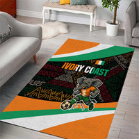 Ivory Coast Area Rug with Soccer Elephant and Tribal Pattern Design - Wonder Print Shop
