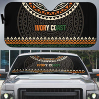 Auto sun shade with multicolor geometric IVORY COAST pattern for windshield