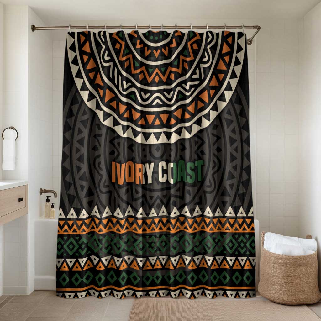 Ivory Coast Bathroom Set with Ethnic Geometric Pattern and National Motto Design - Wonder Print Shop