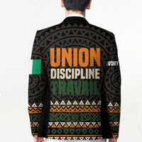 Ivory Coast Blazer with Ethnic Geometric Pattern and National Motto Design - Wonder Print Shop