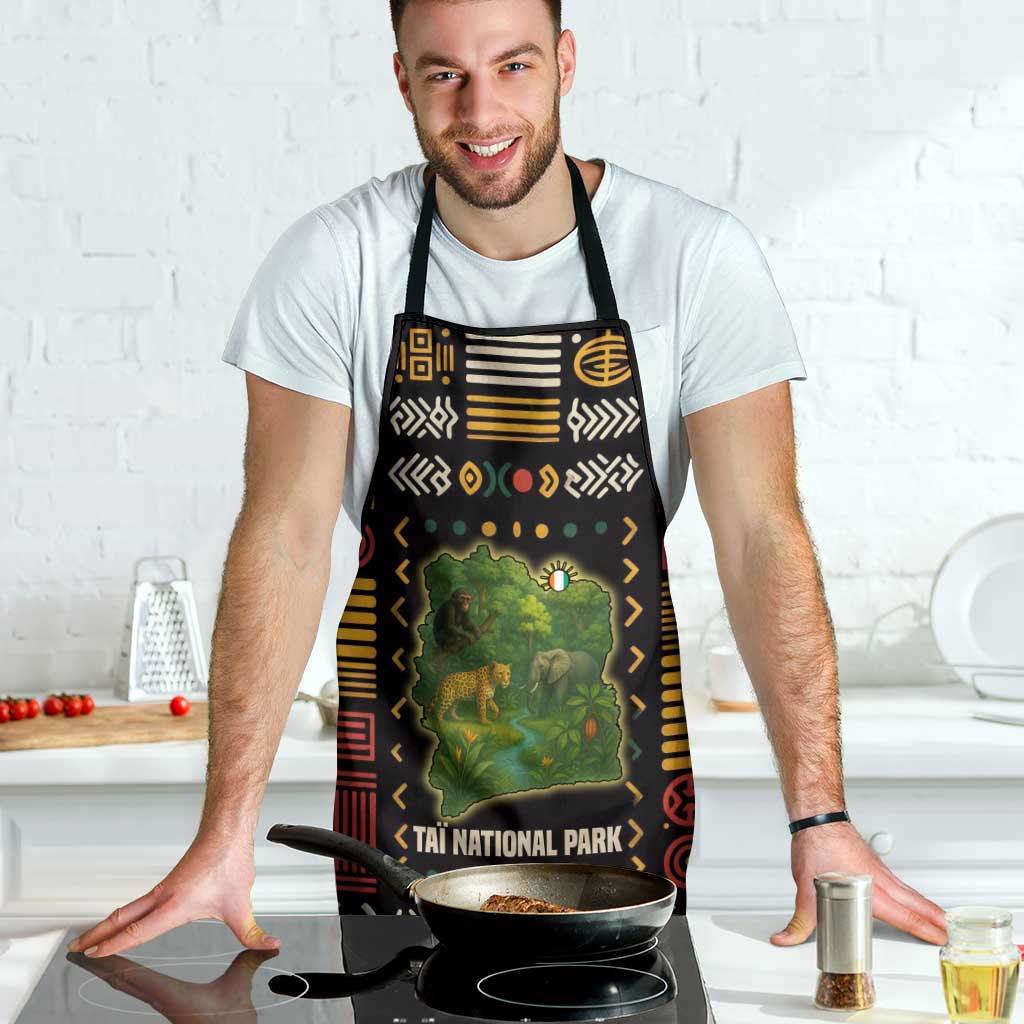 Ivory Coast Apron with Taï National Park Wildlife Map Design - Wonder Print Shop