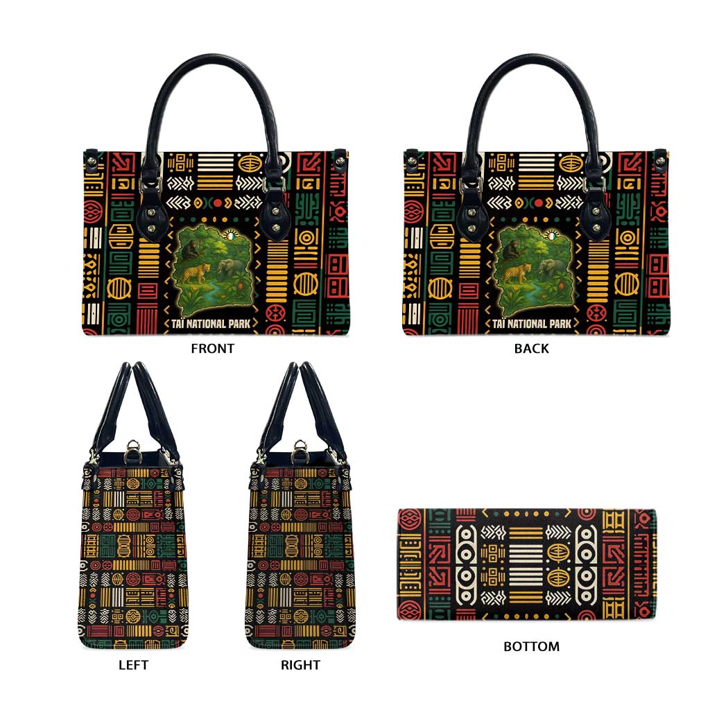 Wildlife map bag views: front, back, left, right, and bottom with black handles