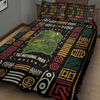 Ivory Coast Quilt Bed Set with Taï National Park Wildlife Map Design - Wonder Print Shop