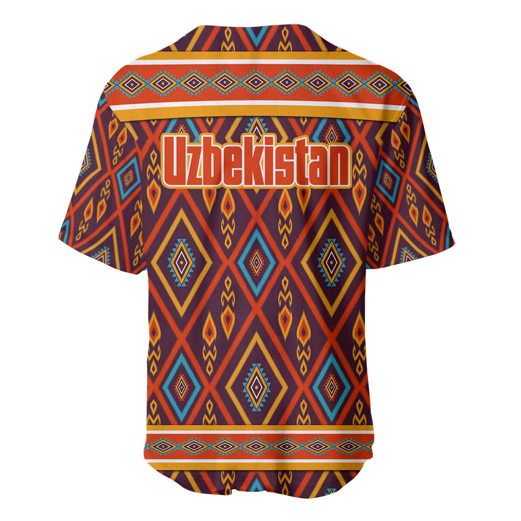 Uzbekistan Baseball Jersey with Traditional Geometric Motif Design - Wonder Print Shop