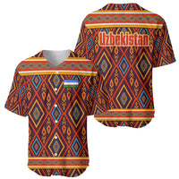 Uzbekistan Baseball Jersey with Traditional Geometric Motif Design - Wonder Print Shop