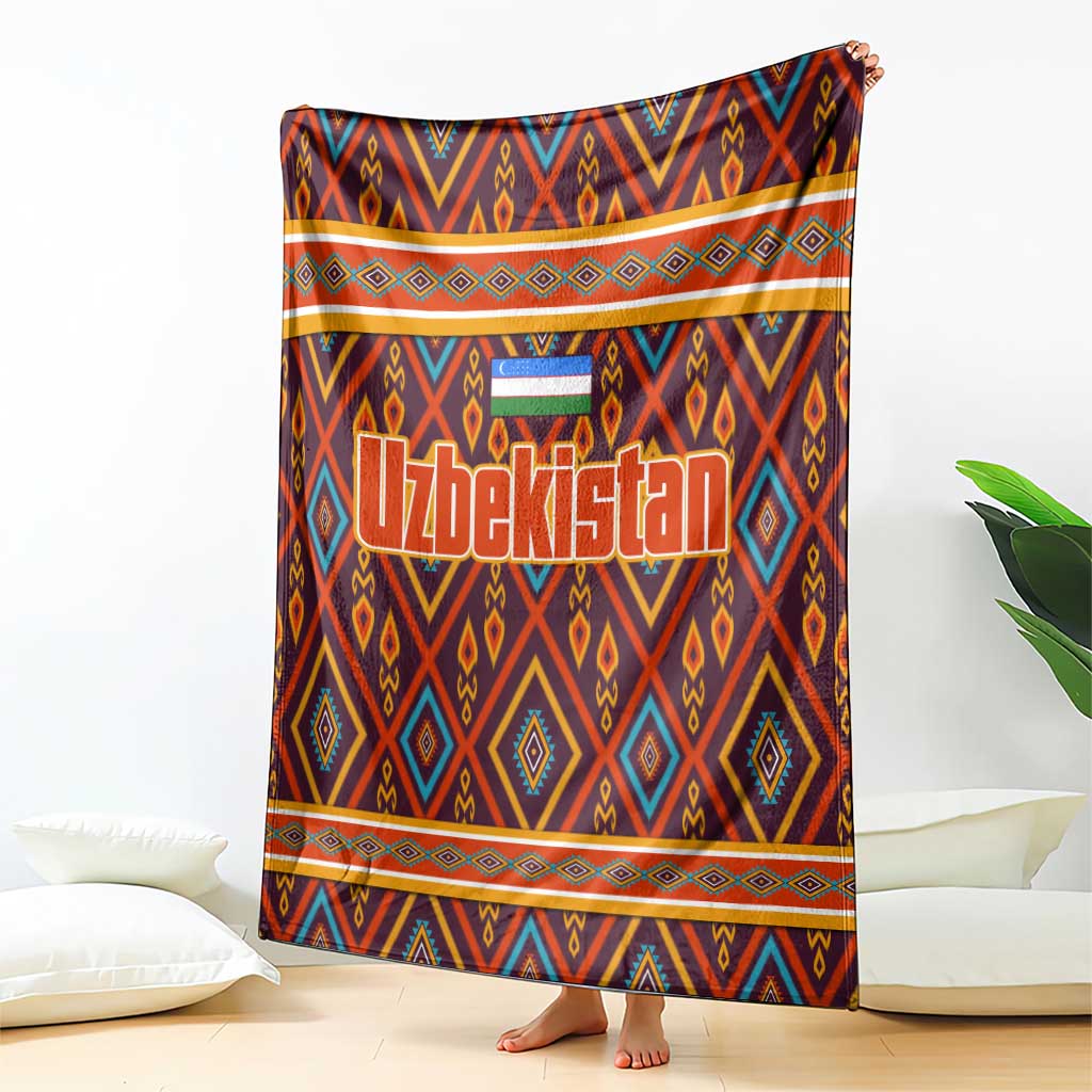 Uzbekistan Blanket with Traditional Geometric Motif Design - Wonder Print Shop
