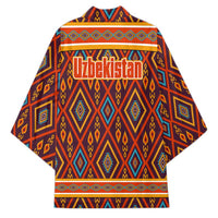 Multicolor kimono back with Uzbekistan graphic and geometric diamond motif pattern