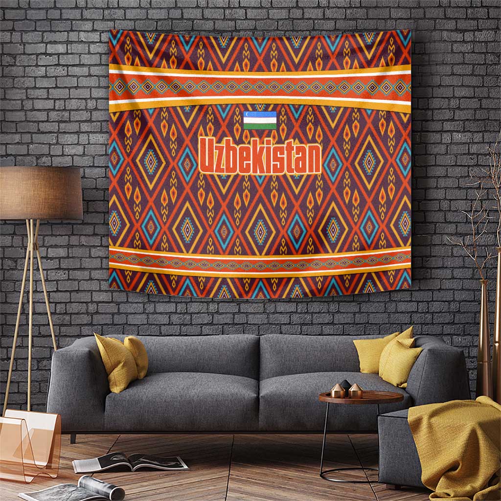 Uzbekistan Tapestry with Traditional Geometric Motif Design - Wonder Print Shop