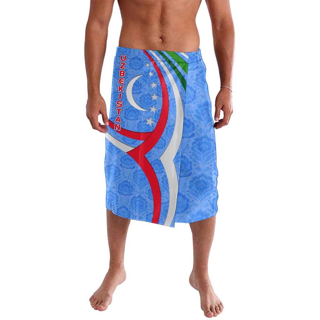 Uzbekistan Lavalava with Crescent Star and Ornamental Swirl Design - Wonder Print Shop