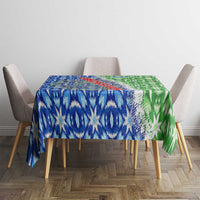 Uzbekistan Tablecloth with Ikat Pattern and National Coat of Arms Design - Wonder Print Shop