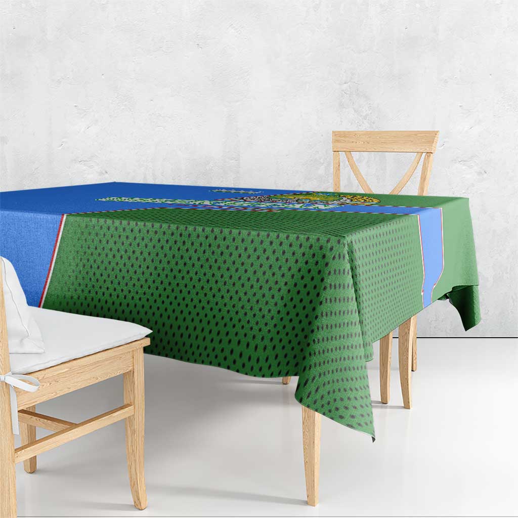 Uzbekistan Tablecloth with National Coat of Arms and Modern Gradient Design - Wonder Print Shop