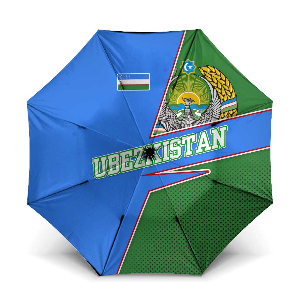 Uzbekistan Umbrella with National Coat of Arms and Modern Gradient Design - Wonder Print Shop