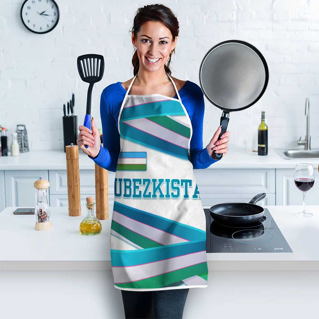 Uzbekistan Apron with Ribbon Wave Design - Wonder Print Shop