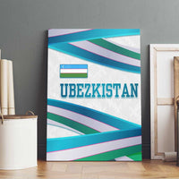 Multicolor ribbon wave Uzbekistan canvas wall art with flag icon and bold lettering