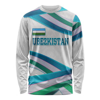 Uzbekistan Long Sleeve Shirt with Ribbon Wave Design - Wonder Print Shop
