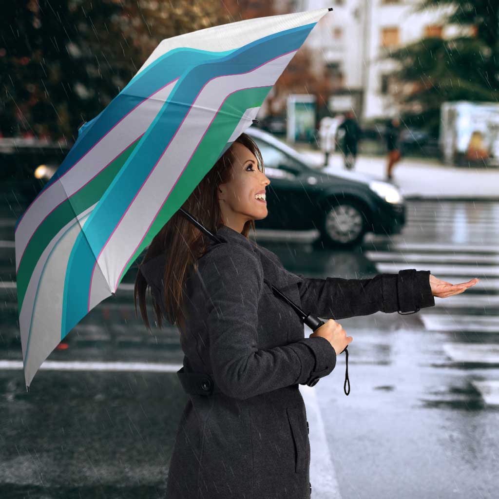 Uzbekistan Umbrella with Ribbon Wave Design - Wonder Print Shop