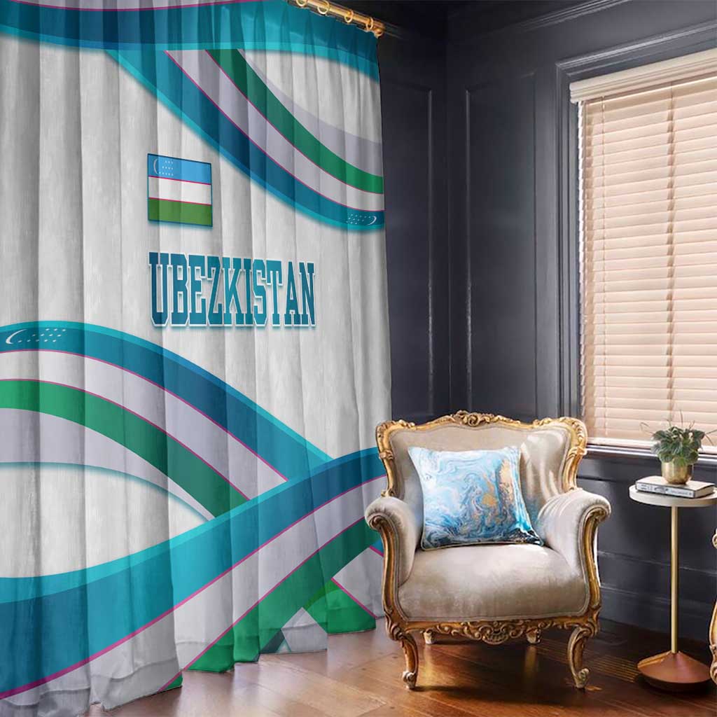 Uzbekistan Window Curtain with Ribbon Wave Design - Wonder Print Shop
