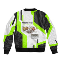Rabbit Powered By Hay And Attitude Bomber Jacket Funny Sarcastic Bunny Diagram Graphic Art