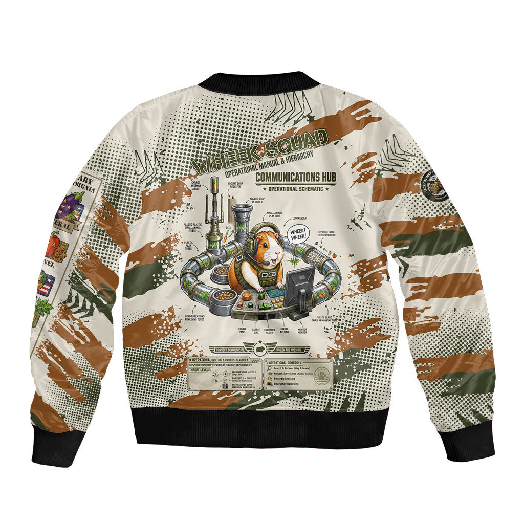 Wheek Squad Guinea Pig Bomber Jacket Funny Military Tactical Camo Veggie Division Schematic