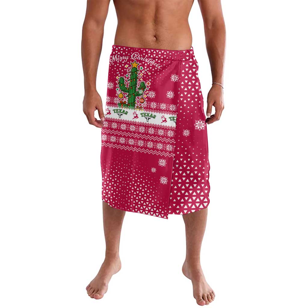 Texas Christmas Lavalava with Red and White Snowflake Pattern Longhorn Skull and Christmas Cactus Motif - Wonder Print Shop