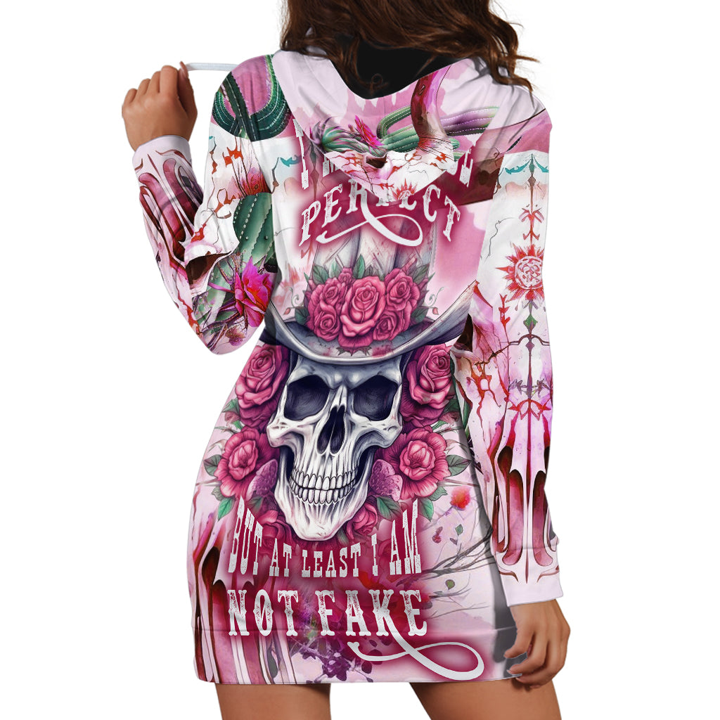 I May Not Be Perfect But At Least I Am Not Fake Skull Hoodie Dress - Wonder Print Shop