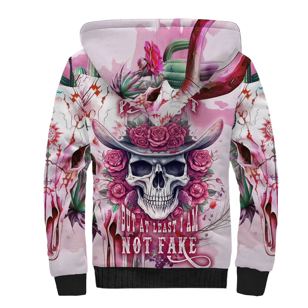 I May Not Be Perfect But At Least I Am Not Fake Skull Sherpa Hoodie - Wonder Print Shop