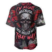 Black baseball jersey with red roses and skull front graphic