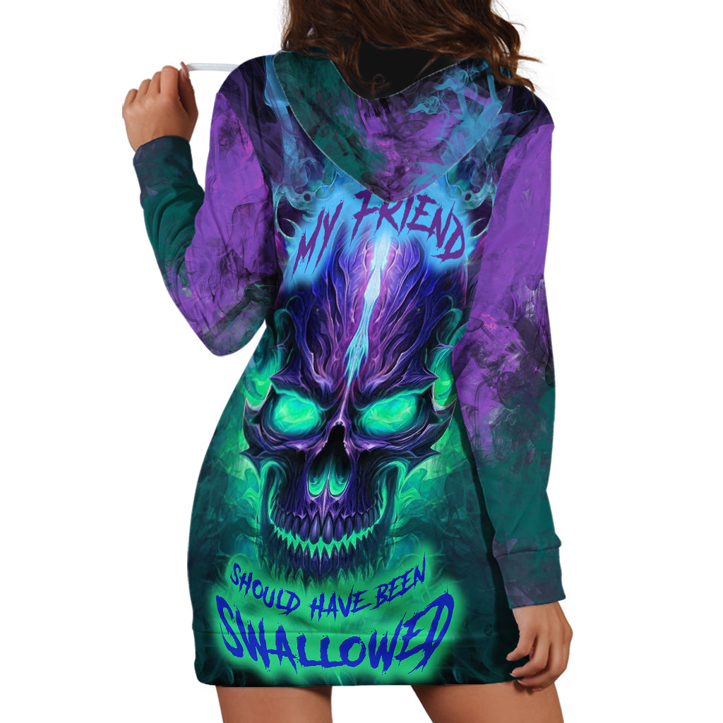 You My Friend Should Have Been Swallowed Skull Hoodie Dress - Wonder Print Shop