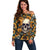 Shine Like A Sunflower Skull Off Shoulder Sweater - Wonder Print Shop