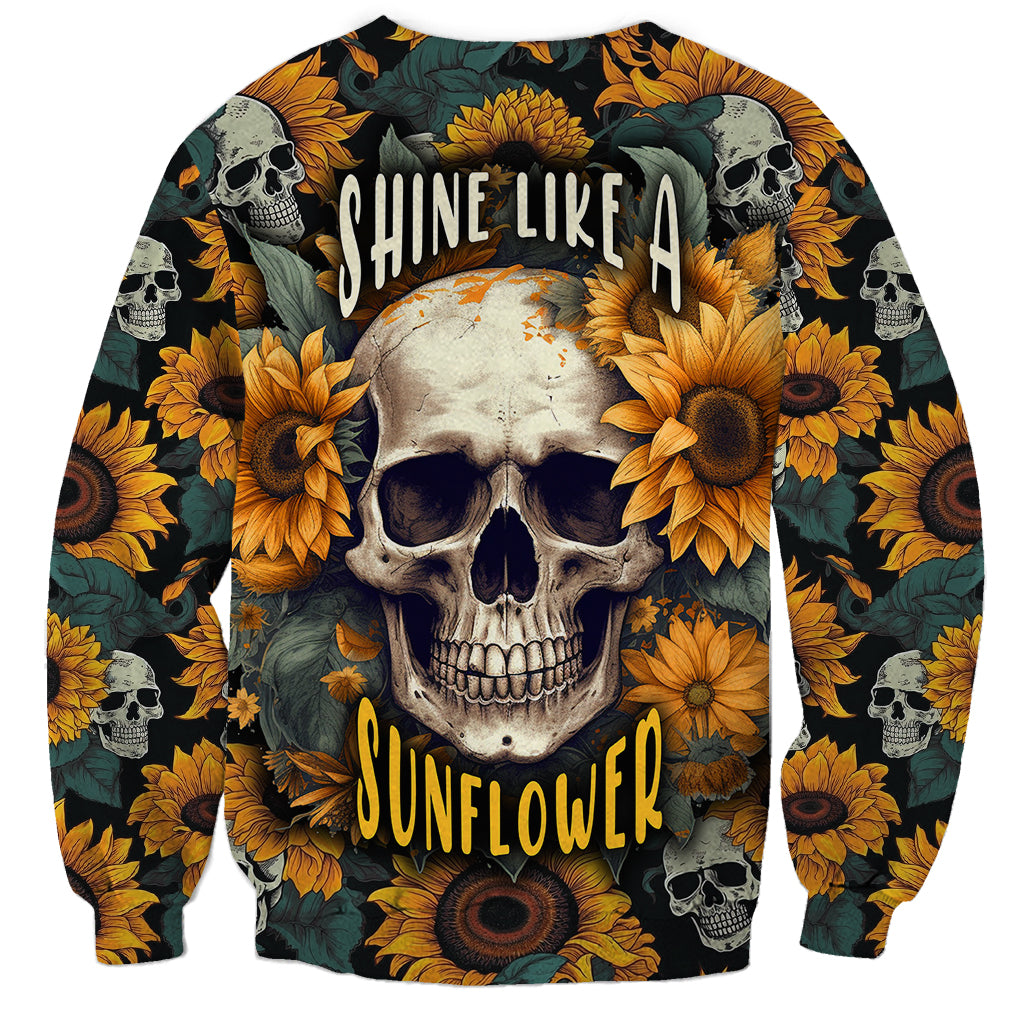 Unisex multicolor skull and sunflower crewneck sweatshirt with full-graphic front print